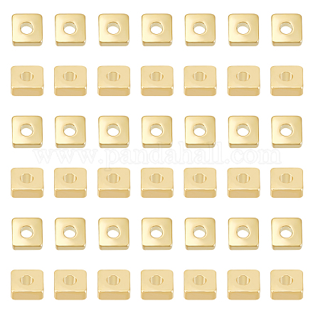 Hobbiesay 100 個真鍮スペーサービーズ  正方形  ゴールドカラー  4x4x1.5mm  穴：1.5mm KK-HY0003-62-1