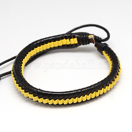 Cuir style décontracté unisexe à la mode enveloppé bracelets en cuir PU X-BJEW-L308-10-1