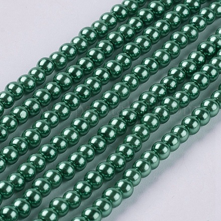 Brins de perles rondes en verre teinté écologique HY-A002-3mm-RB118-1