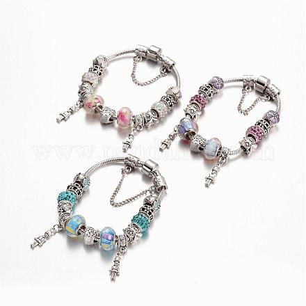 Bracelets en alliage avec perles européennes avec strass BJEW-L602-18-1