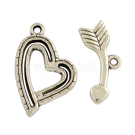 Heart Tibetan Style Toggle Clasps TIBE-2102-AS-RS-1