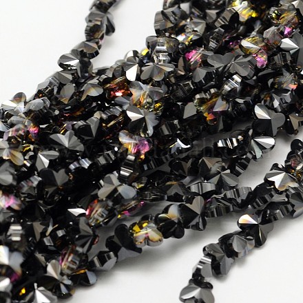 Half Plated Faceted Butterfly Electroplated Glass Beads Strands EGLA-F105-02C-1