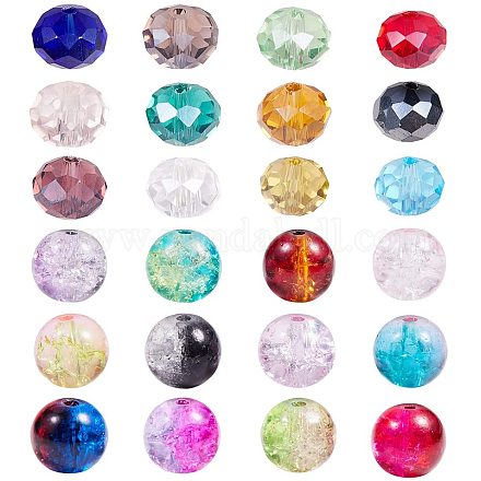 Perles de verre craquelées / galvanisées peintes par pulvérisation GLAA-PH0007-42-1