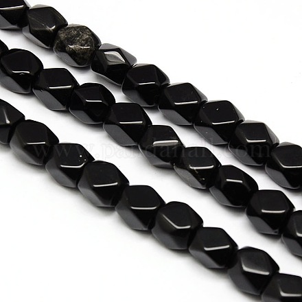 Natural Obsidian Faceted Rhombus Beads Strands G-L235B-05-1