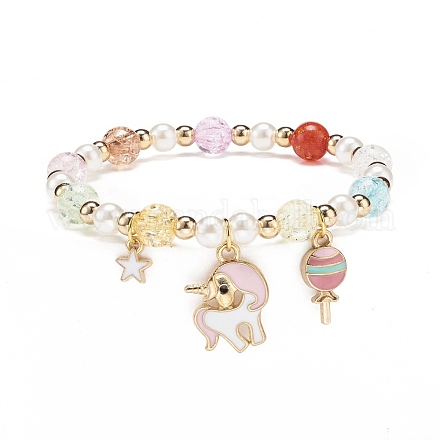 Colorful Alloy Enamel Cute Charms Bracelet BJEW-JB08661-04-1