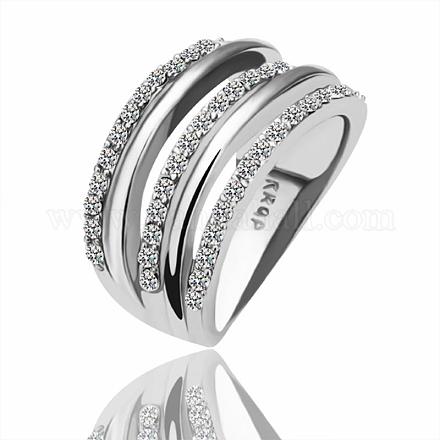 Aleación de estaño clásico diseño de rhinestone Checa huecos anillos de banda ancha para las mujeres RJEW-BB14079-8P-1
