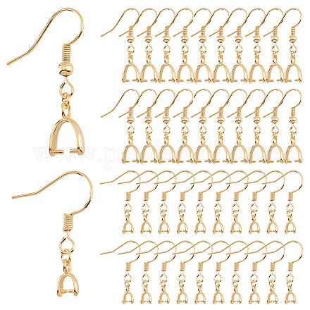 DICOSMETIC 40Pcs 2 Sizes Fishhook Earring Hooks Ear Wires Golden Earrings Hooks with Ice Pick Pinch Bails Dangle Earwire Connector Brass Earring Hooks for Jewelry Making KK-DC0002-01-1