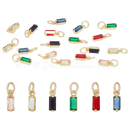 24 шт. 6-х цветные латунные подвески с кубическими цирконами KK-UN0005-11-1
