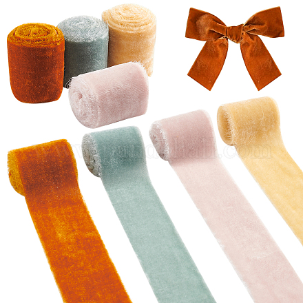 4 ярд двухцветной бахромчатой бархатной ленты SRIB-WR0001-08A-1