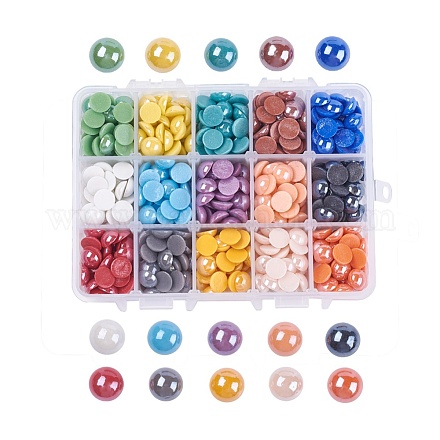 15 цветные перламутровые фарфоровые кабошоны ручной работы PORC-JP0001-01-A-1