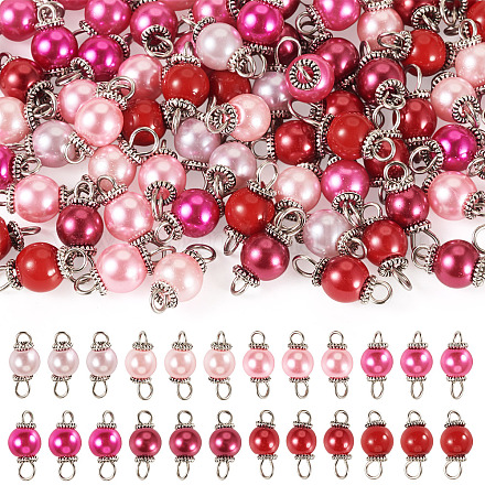 80 шт. 8-х цветные стеклянные перламутровые круглые подвески-соединители PALLOY-TA00263-1