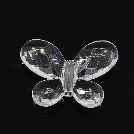 Butterfly Shaped Transparent Clear Acrylic Faceted Beads X-TACR-G007-24x18mm-01-1
