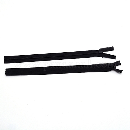 ナイロンジッパーファスナー  鉄のジッパー付き  衣類用アクセサリー  ブラック  55x2.5x0.2cm FIND-WH0065-71G-02-1