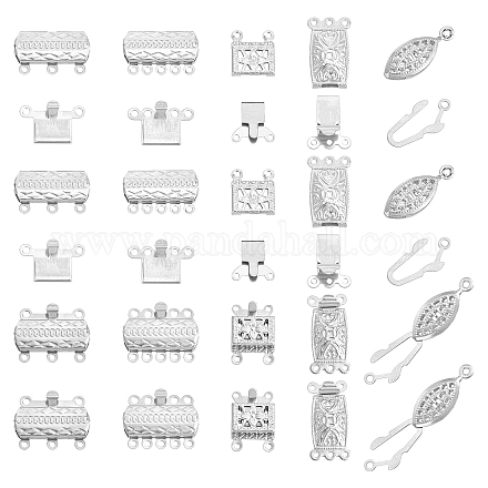 50Sets 5 Style Stainless Steel Box Clasps STAS-UN0022-93P-1