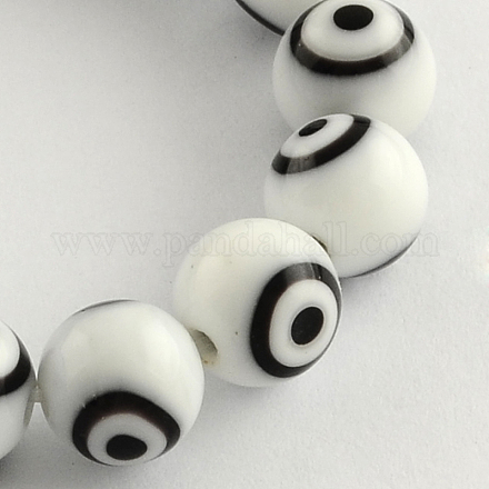 Perles rondes vernissées de mauvais œil manuelles LAMP-R114-10mm-06-1