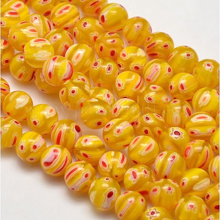 Round Millefiori Glass Beads Strands LK-P003-03-1