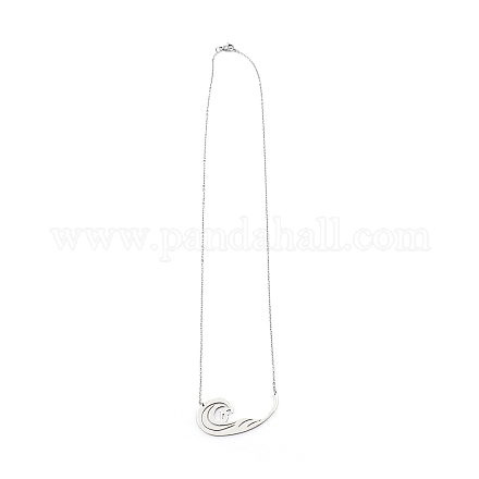 201 Edelstahl-Halskette mit einfachen Meereswellenanhängern für Frauen NJEW-TAC0004-03-1