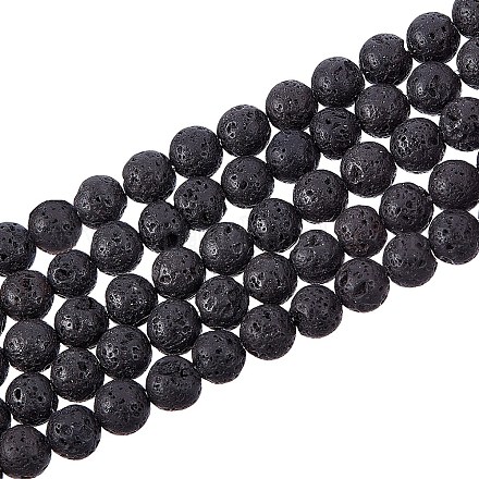 Brins de perles de pierre de lave synthétique G-S277-6mm-01-1