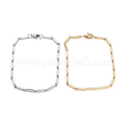 Bracelets unisexees avec chaîne de maillon de barre en 304 acier inoxydable BJEW-E372-02A-1
