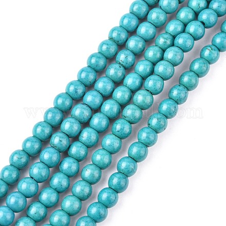 Chapelets de perles en turquoise synthétique TURQ-G106-6mm-02E-1