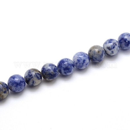 Natürliche blaue Fleck Jaspis Runde Perlen Stränge G-O047-01-6mm-1