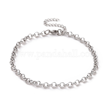 304 bracelet chaîne rolo en acier inoxydable pour homme femme BJEW-E031-06P-02-1