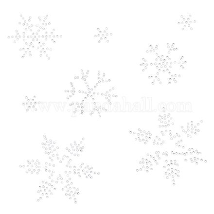 FINGERINSPIRE 3pcs Snowflake Pattern Iron on Crystal Rhinestone Decals Rhinestone Transfers Patches Hot Melt Sparkle Decals for Clothing Decoration Festive Embellishment DIY-WH0001-49-1