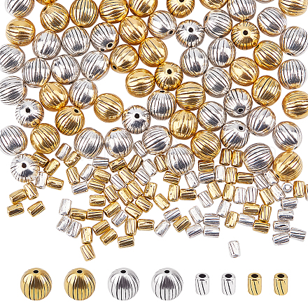 Chgcraft 200pcs 4 perles ondulées en argent tibétain de style FIND-CA0003-08-1