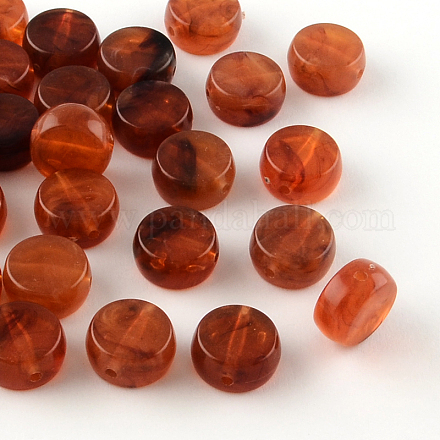 Flat Round Imitation Gemstone Acrylic Beads OACR-R050-06-1