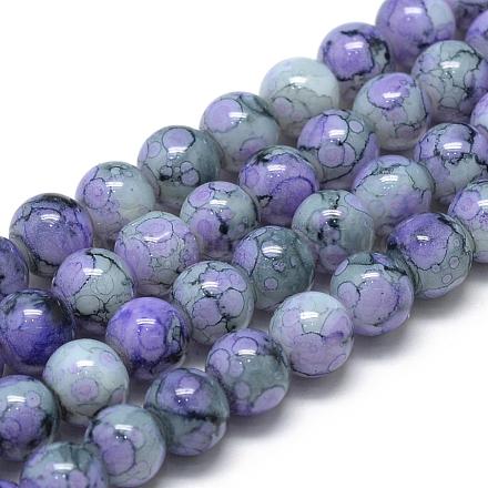 Chapelets de perles en verre peint DGLA-S115-10mm-S74-1
