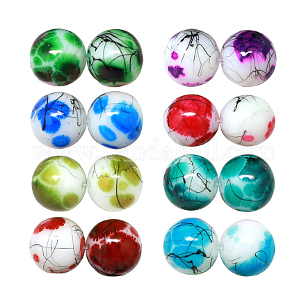 Baking Painted Drawbench Glass Beads X-DGLA-S106-8mm-AD-1
