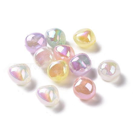 UV Plating Rainbow Iridescent ABS Plastic Glitter Beads KY-G025-07-1