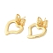 Heart & Bowknot Brass Dangle Stud Earrings, Long-Lasting Plated, Cadmium Free & Lead Free, Real 18K Gold Plated, 38x26.5mm