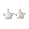 Non-Tarnish 304 Stainless Steel Charms, Star, Stainless Steel Color, 13.5x12x2.5mm, Hole: 1.2mm