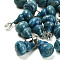 Dyed & Heated Natural Blue Agate Pendants, with 201 Stainless Steel Finding, Gourd, Steel Blue, 22~23x13mm, Hole: 4x7mm