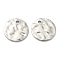 Tarnish Resistant 304 Stainless Steel Charms, Textured, Flat Round, Stainless Steel Color, 10x1mm, Hole: 1.2mm