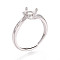 Rhodium Plated 925 Sterling Silver Micro Pave Cubic Zirconia Engagement Solitaire Ring Settings, Adjustable Prong Ring Settings, Platinum, Tray: 6x6mm, 9mm, Inner Diameter: 17mm