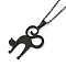 Halloween Series 202 Stainless Steel Cable Chain Cat Shape Pendant Necklaces, Black, 15.94~17.91 inch(40.3~45.5cm)