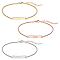 3Pcs 3 Colors 304 Stainless Steel Blank ID Link Bracelets Set with Box Chains for Men Women, Mixed Color, 7-1/4 inch(185mm), 1Pc/color