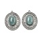 Dyed & Heated Natural Blue Aventurine Oval Pendants, 304 Stainless Steel Crystal Rhinestone Charms, Stainless Steel Color, 38x29x9mm, Hole: 2.5mm
