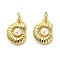 ABS Imitation Pearl Charms, Conch, with Brass, Long-Lasting Plated, Cadmium Free & Lead Free, Rack Plating, Real 18K Gold Plated, 14.5x10.5x5mm, Hole: 3mm