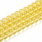 Baking Paint Transparent Glass Beads Strands, Round, Gold, 8~8.5mm, Hole: 1.4mm, about 102~104pcs/strand, 29.92~30.31 inch(76~77cm)