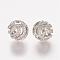 Brass Micro Pave Cubic Zirconia Beads, Round, Platinum, 10mm, Hole: 1mm