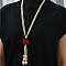 Plastic Pearl Beaded Tassel Y Necklaces for Women, Long Necklaces for Sweater, White and Dark Red, Round, 21.65 inch(55cm)