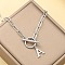 Stainless Steel Paperclip Chain Initial Necklaces with OT Clasps, Stainless Steel Color, Letter A, 18.11 inch(46cm)