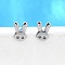 925 Sterling Silver Stud Earrings, Platinum, Rabbit, 6.5x4.5mm