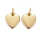 Brass Pendants, Long-Lasting Plated, Heart, Real 18K Gold Plated, 9x8x1.8mm, Jump Ring: 4x0.8mm, Inner Diameter: 1/10 inch(2.5mm)