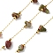 304 Stainless Steel Link Chains, Soldered, with Natural Unakite, with Spool, Ion Plating(IP), Real 18K Gold Plated, 3~5.5x3~11.5x1~3.5mm, about 32.81 Feet(10m)/Roll