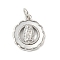 Brass Pave Natural White Shell Pendants, Religion Virgin Mary Charms, Long-Lasting Plated, Lead Free & Cadmium Free, Rack Plating, Platinum, 15.5x13x3mm, Hole: 3.5mm