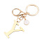 Stainless Steel Keychains, Golden, with Lobster Claw Clasps, Letter Y, 97mm